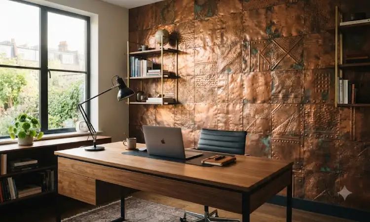 Penggunaan wall panel di ruang kerja, Sumber: AI
