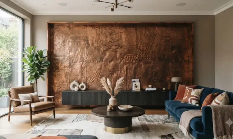 Wall panel di ruang tamu, Sumber: AI