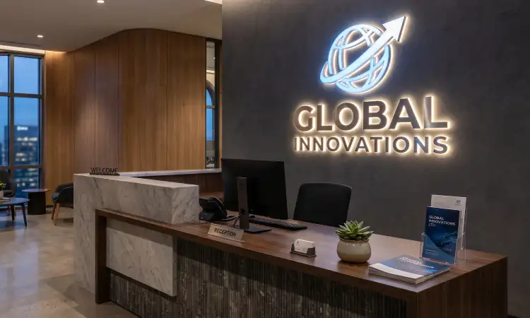 Logo perusahaan dengan lampu LED, Sumber: AI