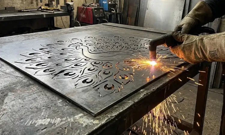 Proses cutting untuk kerajinan logam, Sumber: AI